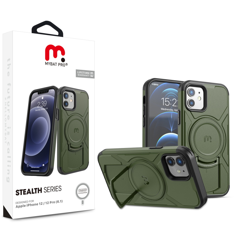 Picture of MyBat Pro Stealth Series Case for Apple iPhone 12 Pro (6.1) / 12 (6.1) - Army Green / Black