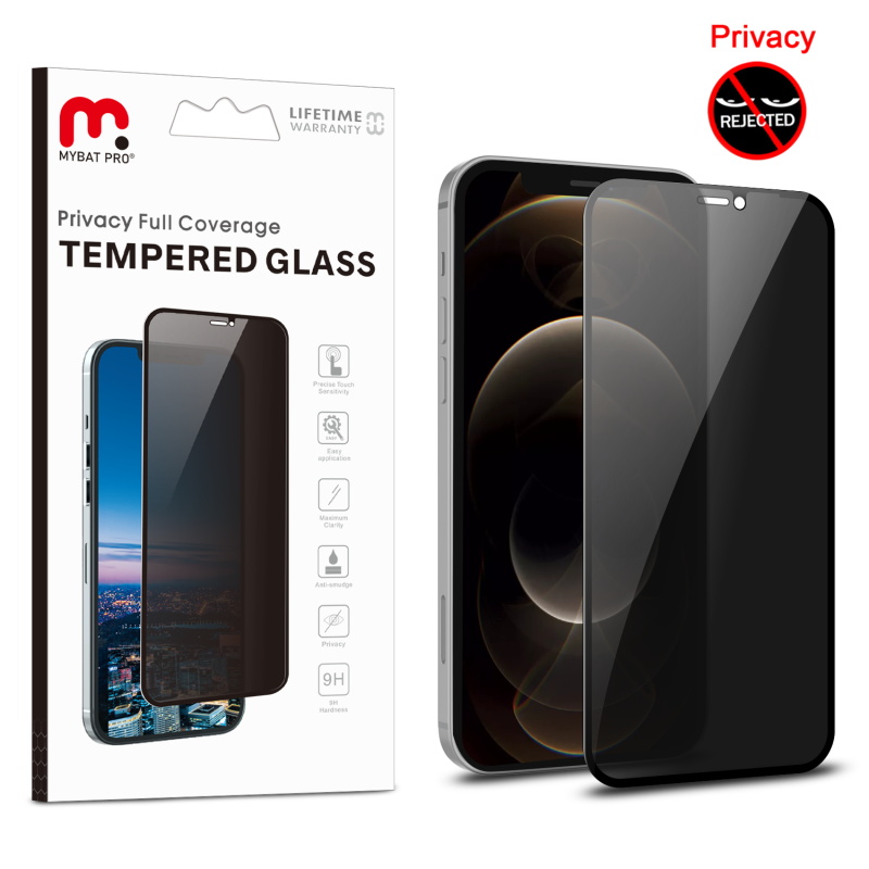 Picture of MyBat Pro Privacy Full Coverage Tempered Glass Screen Protector for Apple iPhone 12 Pro Max (6.7) - Smoke