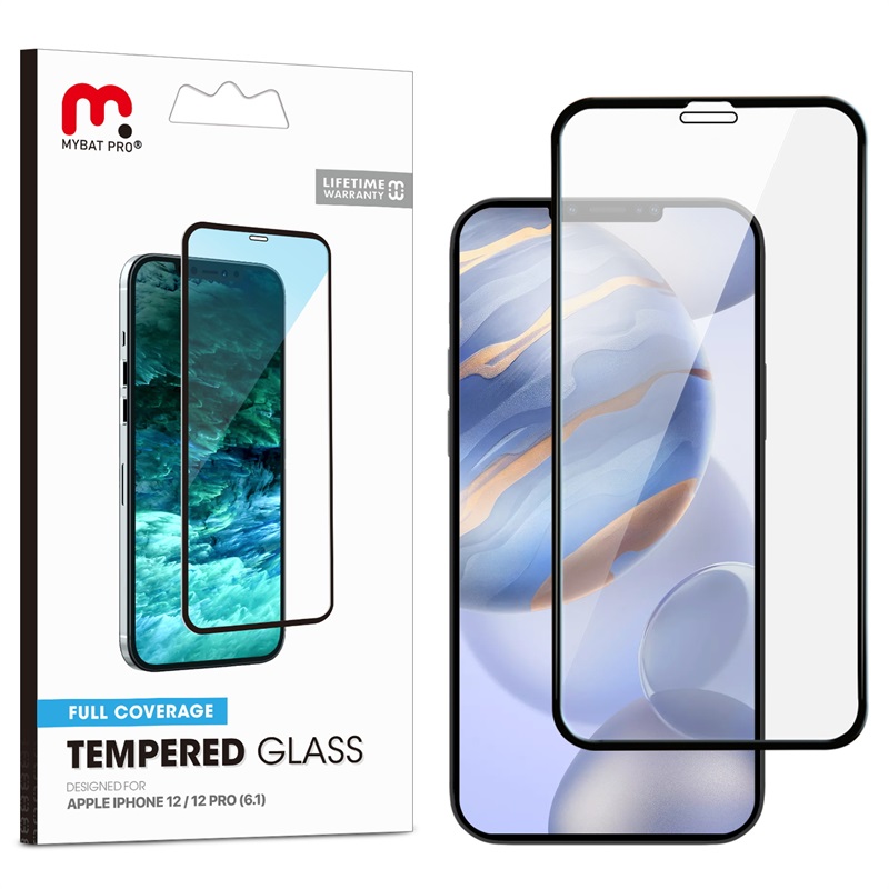 Picture of MyBat Pro Full Coverage Tempered Glass Screen Protector for Apple iPhone 12 Pro (6.1) / iPhone 12 (6.1) - Clear
