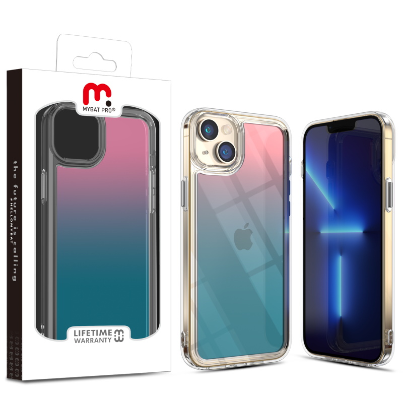 Picture of MyBat Pro Radiant Series ombre gradient Gummy Case for Apple iPhone 13 (6.1) - Pink to Sky Blue Gradient