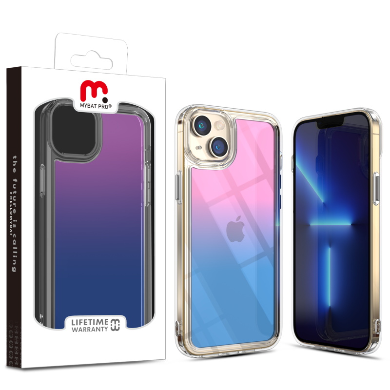 Picture of MyBat Pro Radiant Series ombre gradient Gummy Case for Apple iPhone 13 (6.1) - Rose to Dark Blue Gradient
