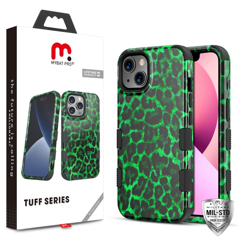 Picture of MyBat Pro TUFF Series Case for Apple iPhone 13 (6.1) / 14 (6.1) - Green Leopard