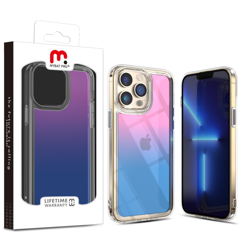 Picture of MyBat Pro Radiant Series ombre gradient Gummy Case for Apple iPhone 13 Pro (6.1) - Rose to Dark Blue Gradient