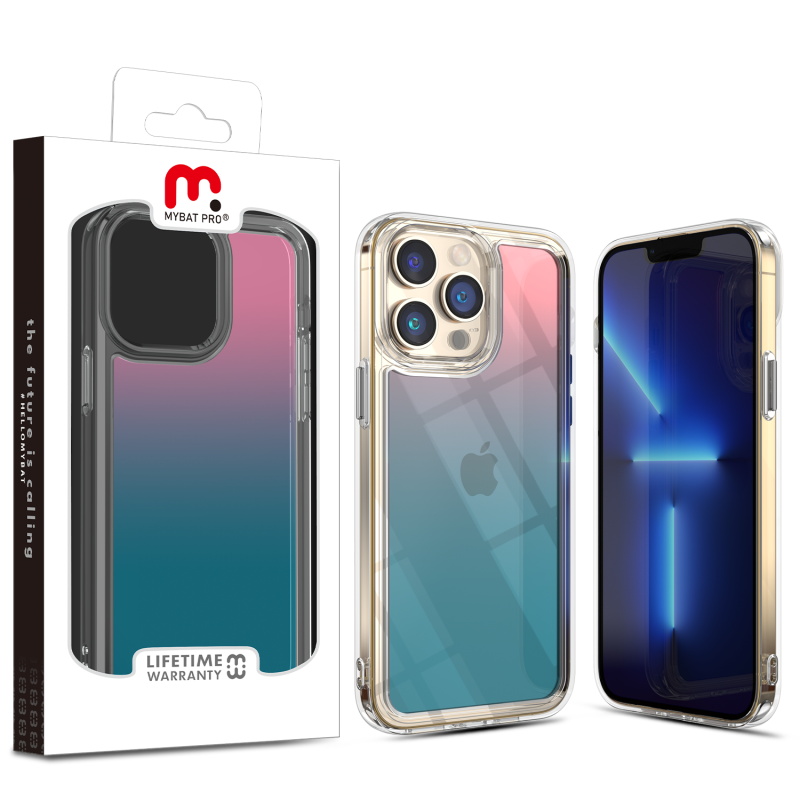 Picture of MyBat Pro Radiant Series ombre gradient Gummy Case for Apple iPhone 13 Pro Max (6.7) - Pink to Sky Blue Gradient