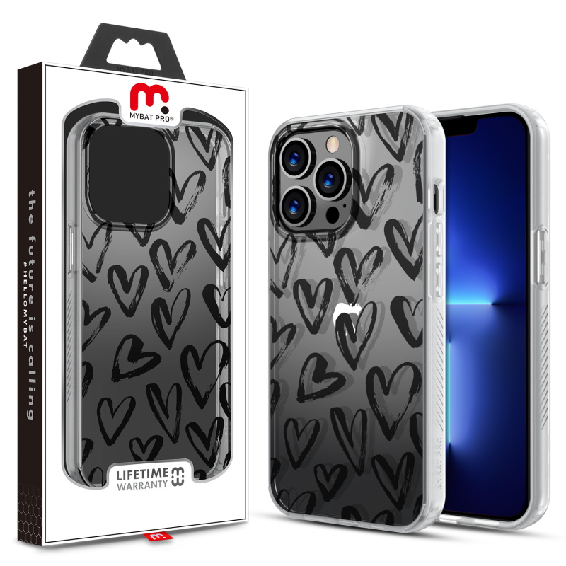 Picture of MyBat Pro Mood Series Case for Apple iPhone 13 Pro Max (6.7) - Black Hearts