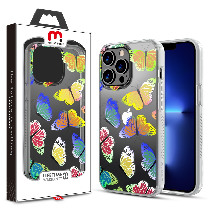 Picture of MyBat Pro Mood Series Case for Apple iPhone 13 Pro Max (6.7) - Neon Butterfies