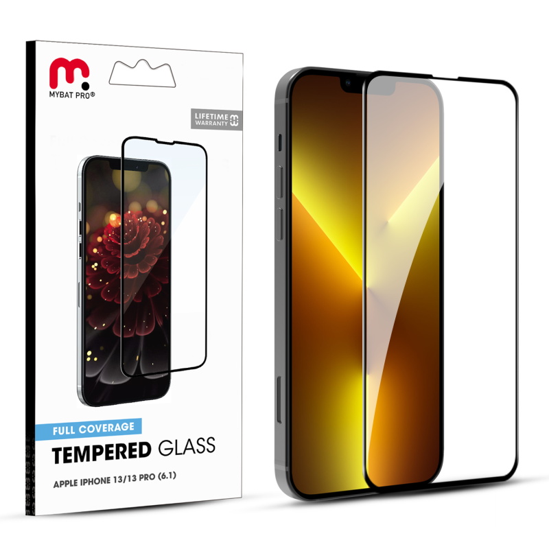 Picture of MyBat Pro Full Coverage Tempered Glass Screen Protector for Apple iPhone 13 Pro (6.1) / iPhone 13 (6.1) / iPhone 14 (6.1)- Clear