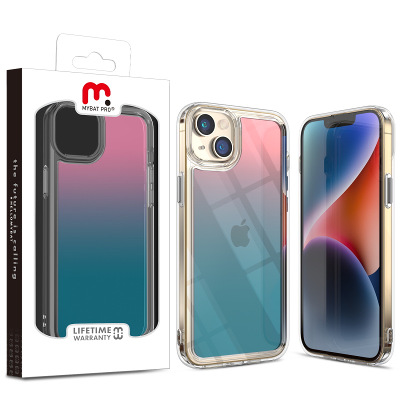 Picture of MyBat Pro Radiant Series ombre gradient Gummy Case for Apple iPhone 14 (6.1) / 13 (6.1) - Pink to Sky Blue Gradient