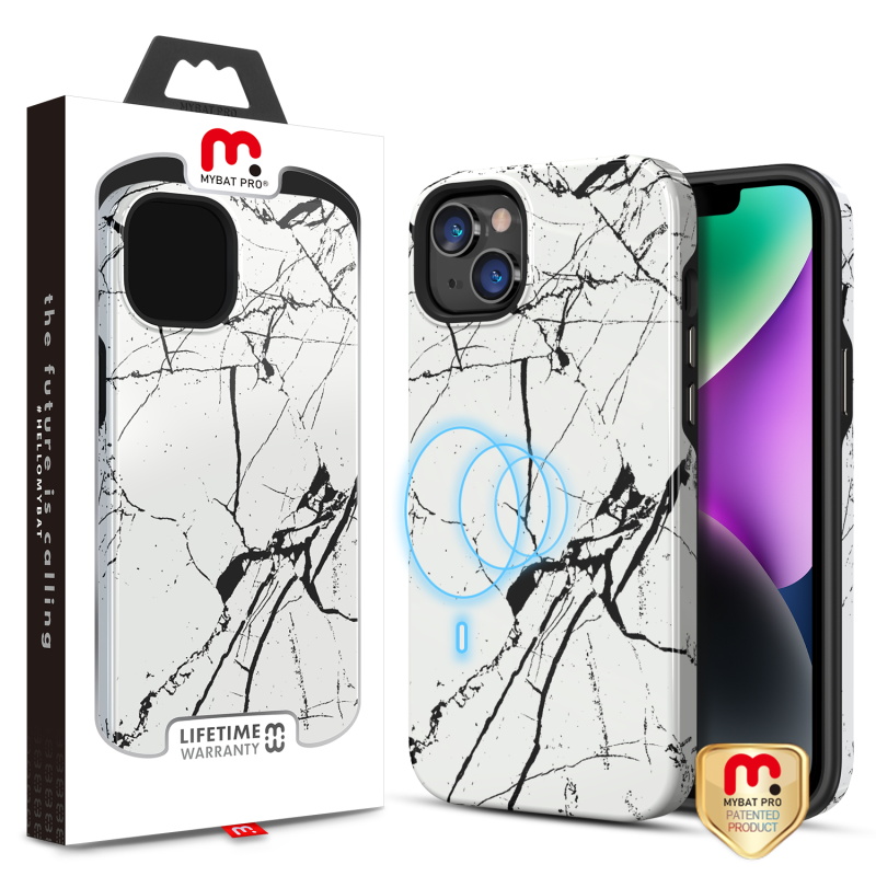 Picture of MyBat Pro Fuse Series MagSafe Case for Apple iPhone 14 (6.1) / 13 (6.1) - Cracked Marble