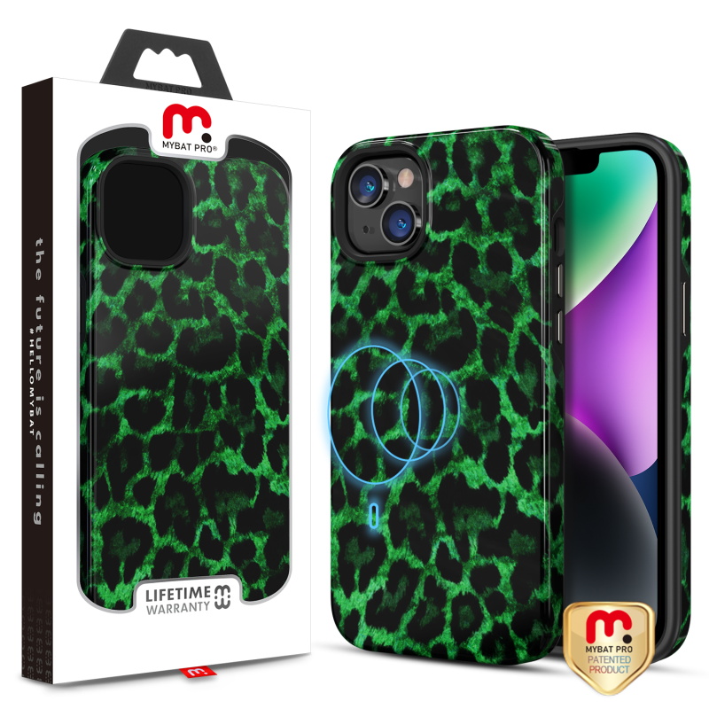 Picture of MyBat Pro Fuse Series MagSafe Case for Apple iPhone 14 (6.1) / 13 (6.1) - Green Leopard