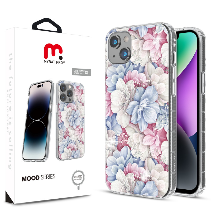 Picture of MyBat Pro Mood Series MagSafe Case (with Diamonds) for Apple iPhone 14 (6.1) / 13 (6.1) - Floral Gems