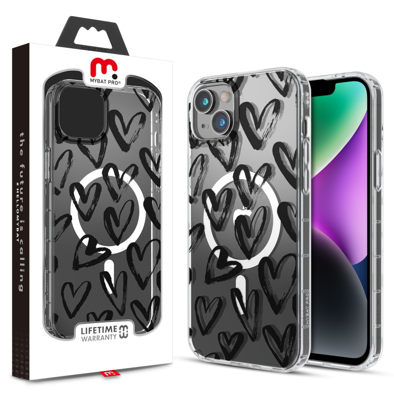 Picture of MyBat Pro Mood Series MagSafe Case for Apple iPhone 14 (6.1) / 13 (6.1) - Black Hearts