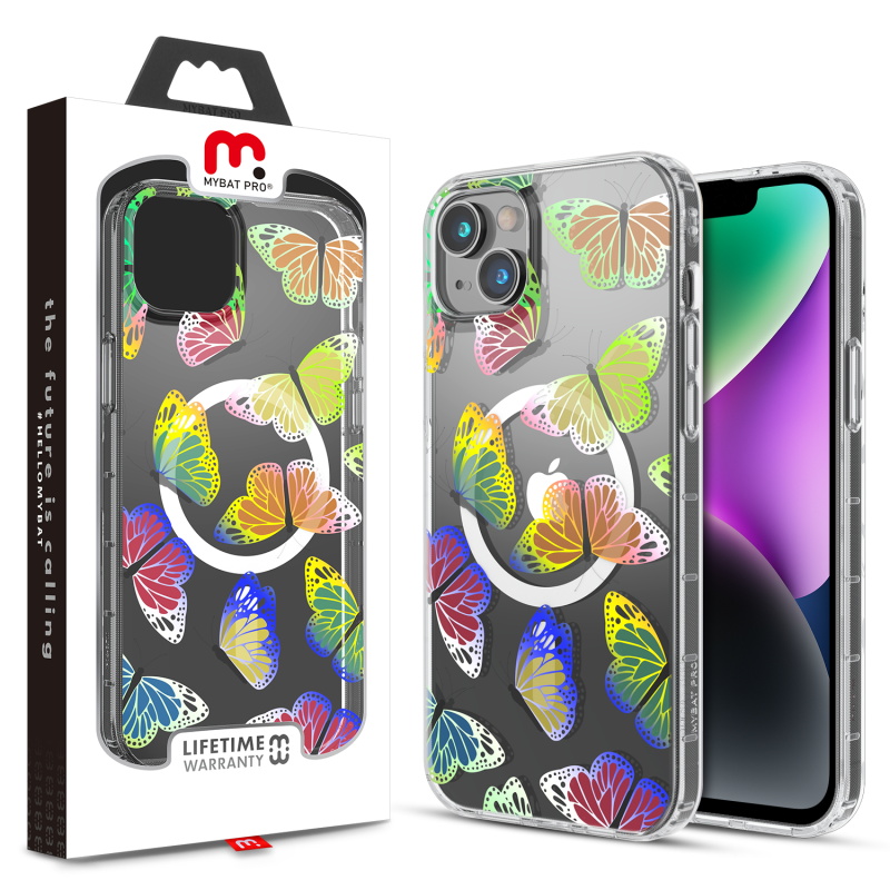 Picture of MyBat Pro Mood Series MagSafe Case for Apple iPhone 14 (6.1) / 13 (6.1) - Neon Butterflies