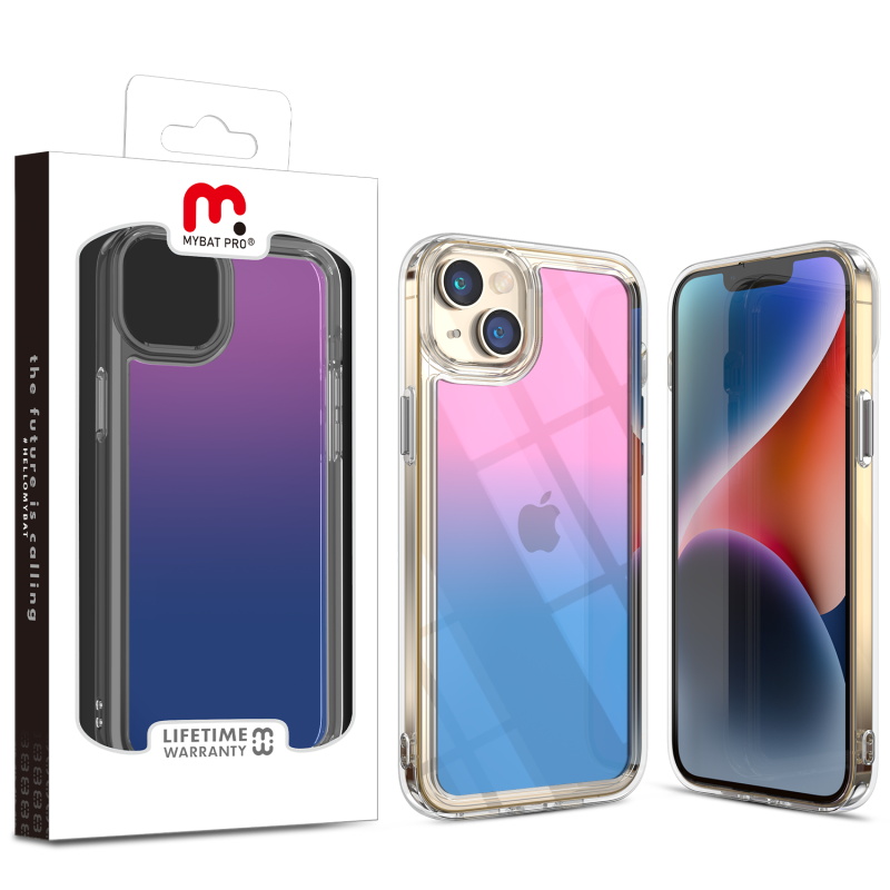 Picture of MyBat Pro Radiant Series ombre gradient Gummy Case for Apple iPhone 14 Plus (6.7) - Rose to Dark Blue Gradient