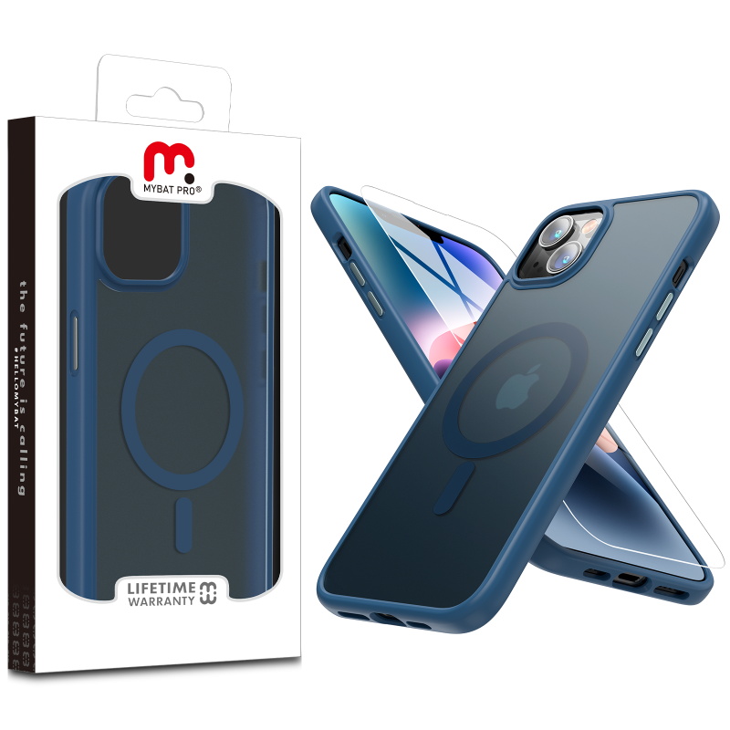 Picture of MyBat Pro Contour Series Magnetic Case with Tempered Glass Compatible with MagSafe for Apple iPhone 14 Plus (6.7) - Dark Blue