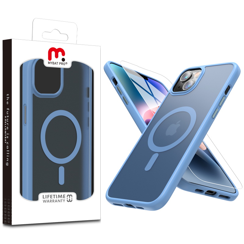 Picture of MyBat Pro Contour Series Magnetic Case with Tempered Glass Compatible with MagSafe for Apple iPhone 14 Plus (6.7) - Light Blue