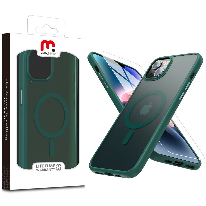 Picture of MyBat Pro Contour Series Magnetic Case with Tempered Glass Compatible with MagSafe for Apple iPhone 14 Plus (6.7) - Green