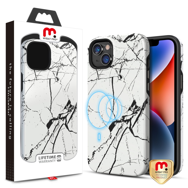 Picture of MyBat Pro Fuse Series MagSafe Case for Apple iPhone 14 Plus (6.7) - Cracked Marble