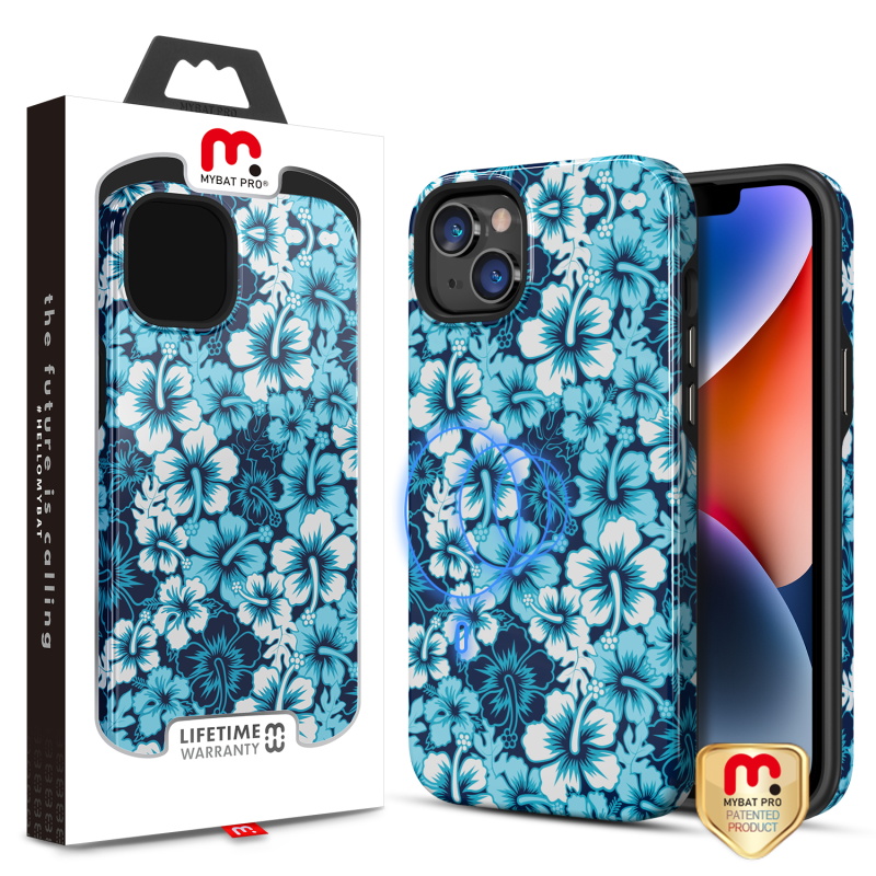 Picture of MyBat Pro Fuse Series MagSafe Case for Apple iPhone 14 Plus (6.7) - Blue Hibiscus