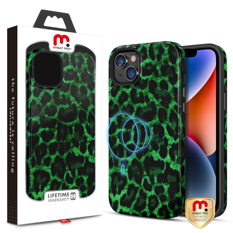 Picture of MyBat Pro Fuse Series MagSafe Case for Apple iPhone 14 Plus (6.7) - Green Leopard