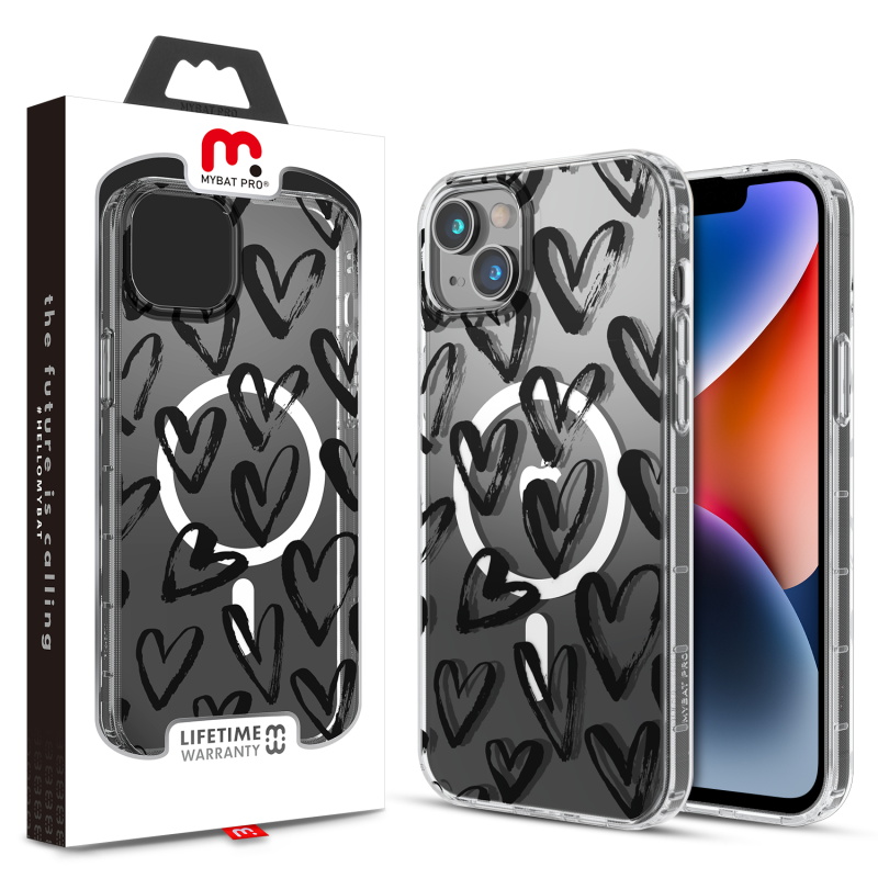 Picture of MyBat Pro Mood Series MagSafe Case for Apple iPhone 14 Plus (6.7) - Black Hearts