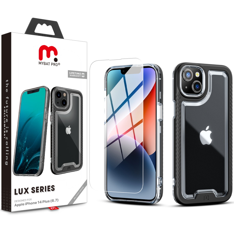 Picture of MyBat Pro Lux Series Case with Tempered Glass for Apple iPhone 14 Plus (6.7) - Black