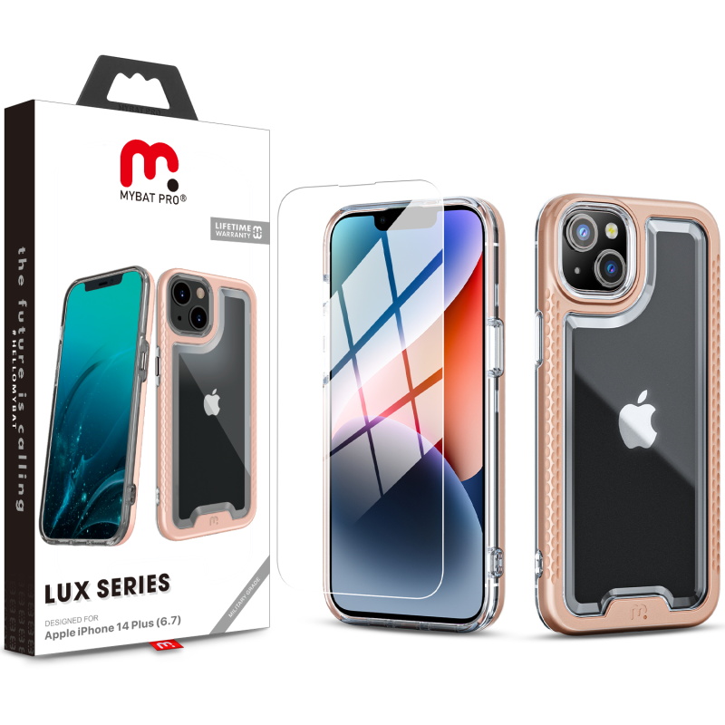Picture of MyBat Pro Lux Series Case with Tempered Glass for Apple iPhone 14 Plus (6.7) - Rose Gold