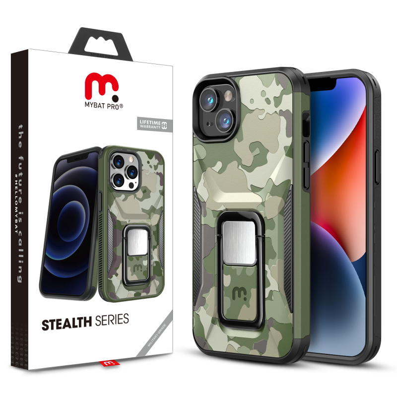 Picture of MyBat Pro Stealth Series (with Stand) for Apple iPhone 14 Plus (6.7) - Army Green Camo / Black