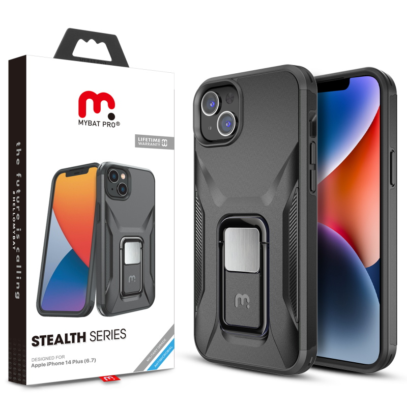 Picture of MyBat Pro Antimicrobial Stealth Series (with Stand) for Apple iPhone 14 Plus (6.7) - Black / Black