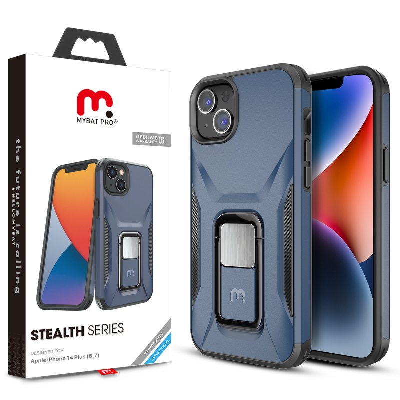 Picture of MyBat Pro Antimicrobial Stealth Series (with Stand) for Apple iPhone 14 Plus (6.7) - Blue / Black