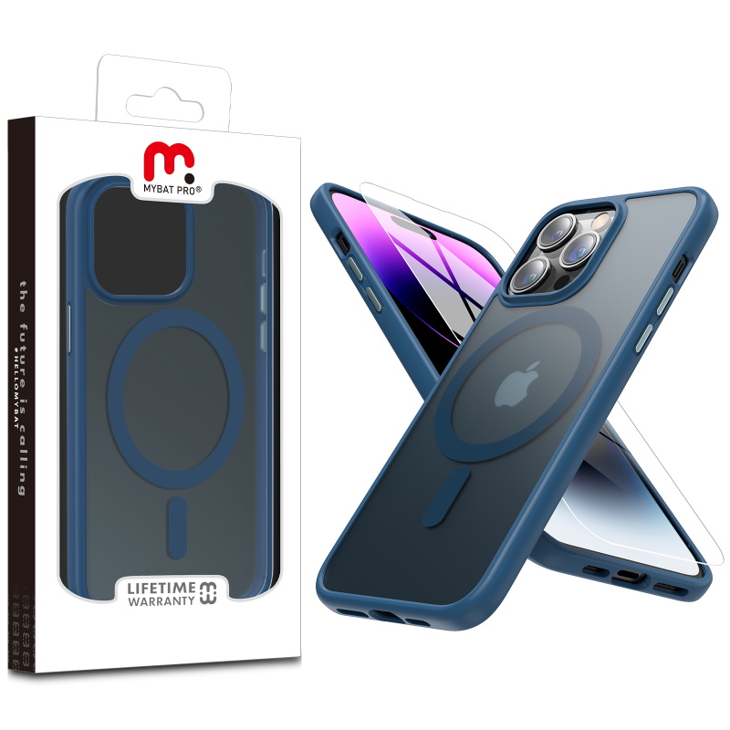 Picture of MyBat Pro Contour Series Magnetic Case with Tempered Glass Compatible with MagSafe for Apple iPhone 14 Pro (6.1) - Dark Blue