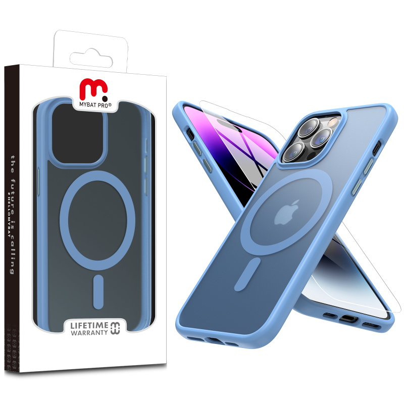 Picture of MyBat Pro Contour Series Magnetic Case with Tempered Glass Compatible with MagSafe for Apple iPhone 14 Pro (6.1) - Light Blue