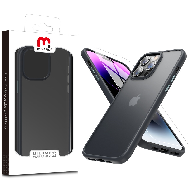 Picture of MyBat Pro Skin Feeling Series Case with Tempered Glass for Apple iPhone 14 Pro (6.1) - Matte Black