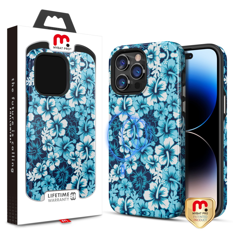 Picture of MyBat Pro Fuse Series MagSafe Case for Apple iPhone 14 Pro (6.1) - Blue Hibiscus