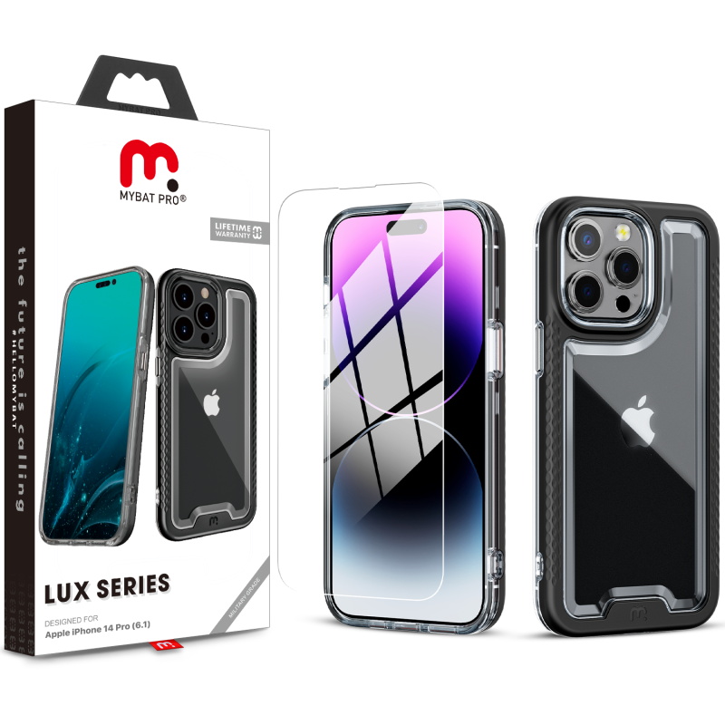 Picture of MyBat Pro Lux Series Case with Tempered Glass for Apple iPhone 14 Pro (6.1) - Black