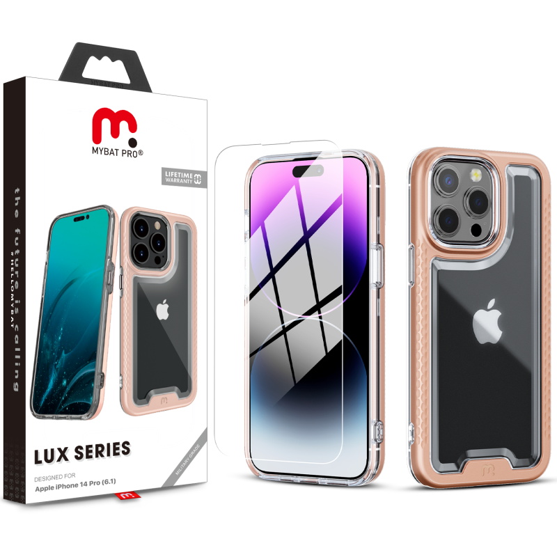 Picture of MyBat Pro Lux Series Case with Tempered Glass for Apple iPhone 14 Pro (6.1) - Rose Gold