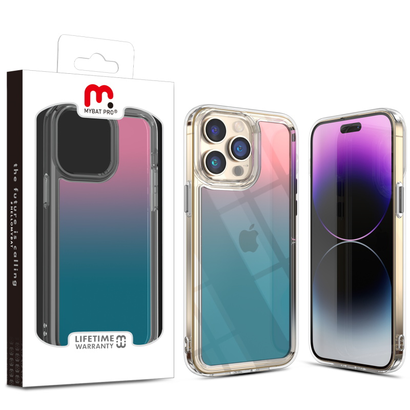 Picture of MyBat Pro Radiant Series ombre gradient Gummy Case for Apple iPhone 14 Pro Max (6.7) - Pink to Sky Blue Gradient