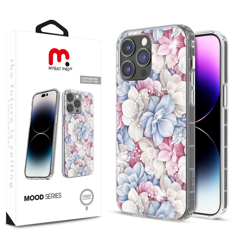 Picture of MyBat Pro Mood Series MagSafe Case (with Diamonds) for Apple iPhone 14 Pro Max (6.7) - Floral Gems