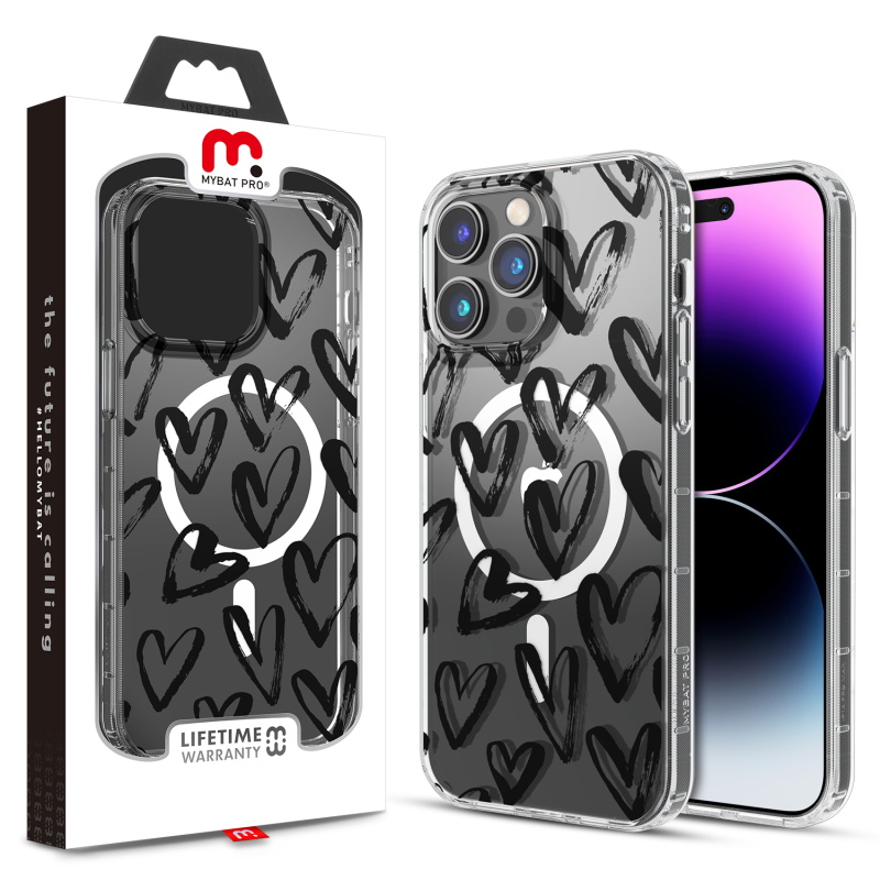 Picture of MyBat Pro Mood Series MagSafe Case for Apple iPhone 14 Pro Max (6.7) - Black Hearts