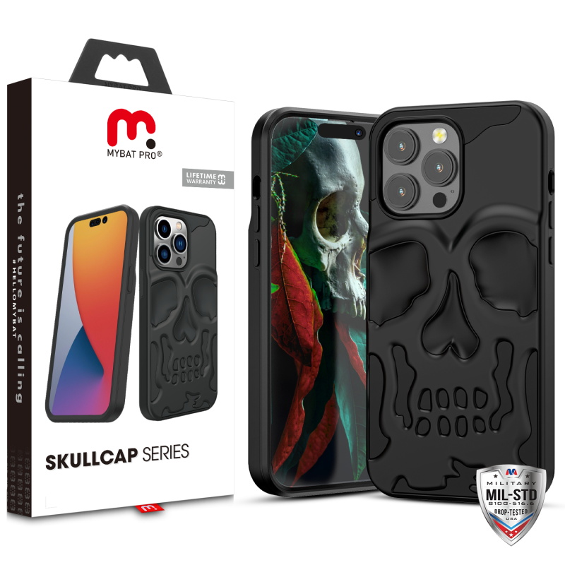 Picture of MyBat Pro Skullcap Hybrid Protector Cover for Apple iPhone 14 Pro Max (6.7) - Jet Black / Black