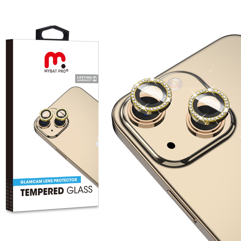 Picture of MyBat Pro Tempered Glass GlamCam Lens Protector for Apple iPhone 14 (6.1) / 14 Plus (6.7) - Gold