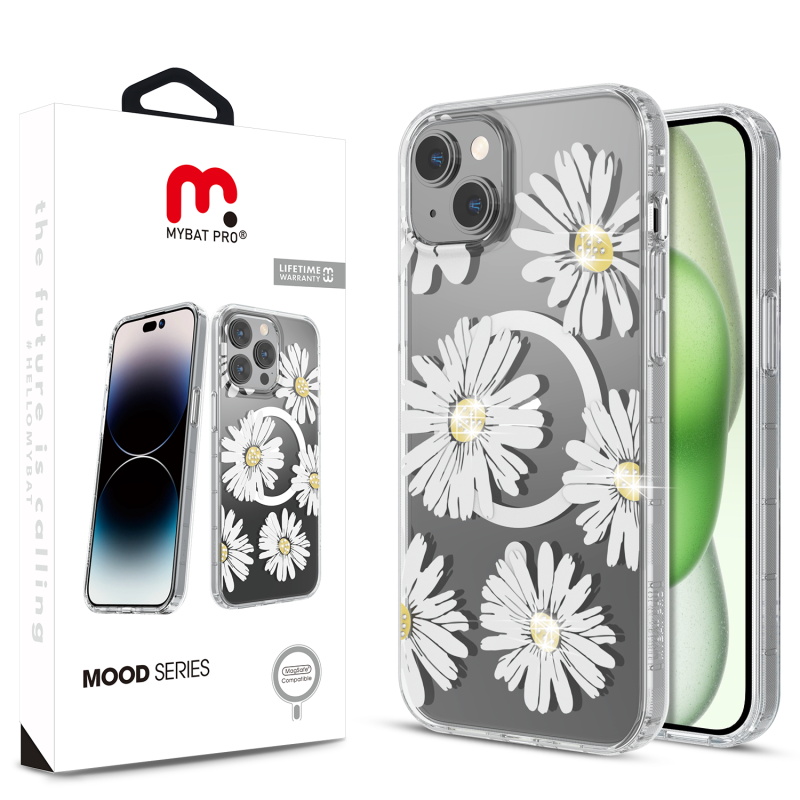 Picture of MyBat Pro Mood Series MagSafe Case (with Diamonds) for Apple iPhone 15 Plus (6.7) / 14 Plus (6.7) - Happy Daisies