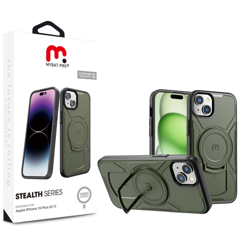 Picture of MyBat Pro Stealth Series Case for Apple iPhone 15 Plus (6.7) - Army Green / Black