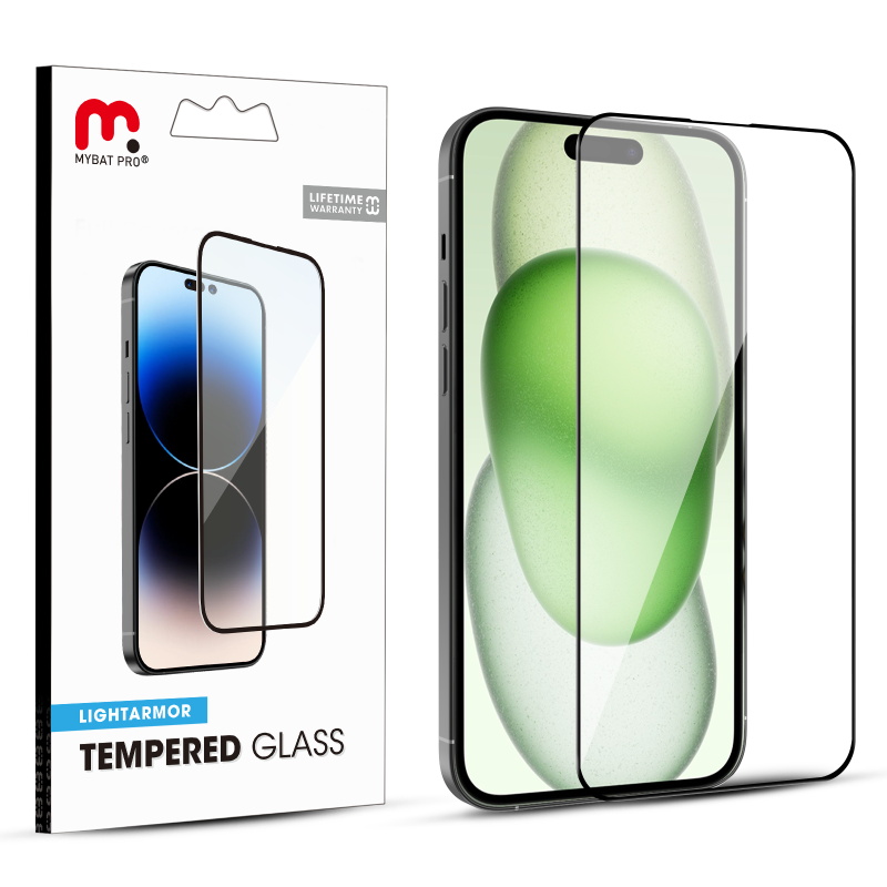 Picture of MyBat Pro LightArmor Tempered Glass Screen Protector for Apple iPhone 15 Plus (6.7) - Black