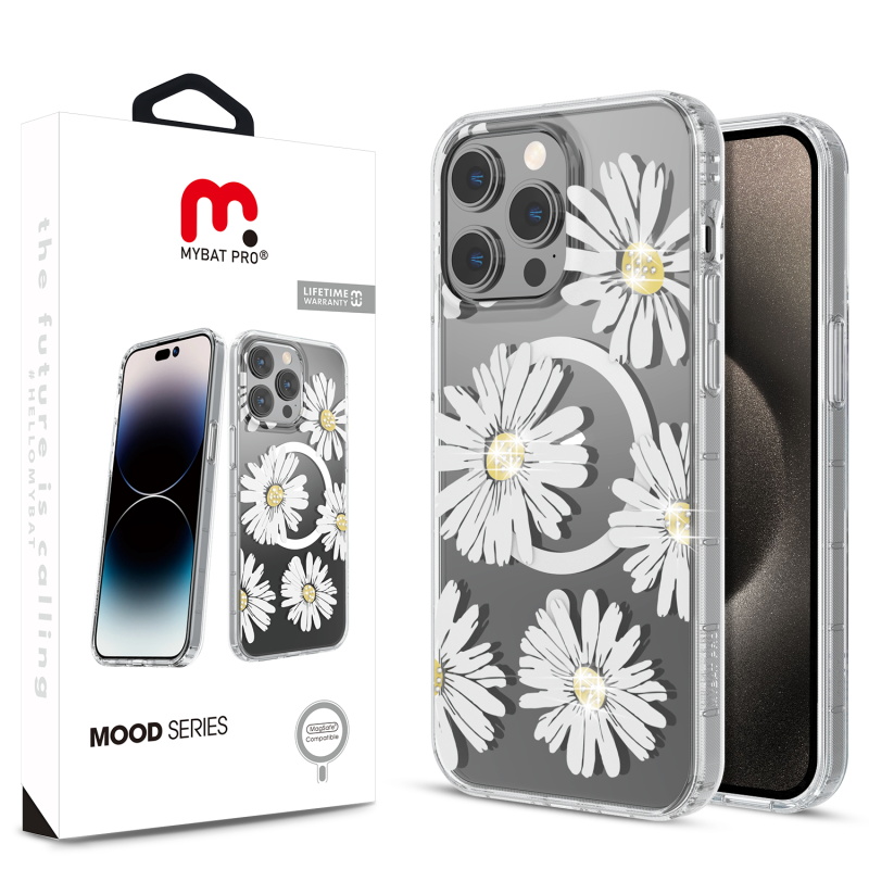 Picture of MyBat Pro Mood Series MagSafe Case (with Diamonds) for Apple iPhone 15 Pro (6.1) - Happy Daisies