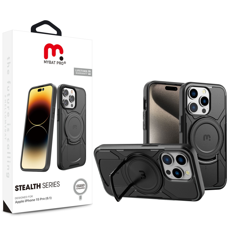 Picture of MyBat Pro Stealth Series Case for Apple iPhone 15 Pro (6.1) - Black / Black