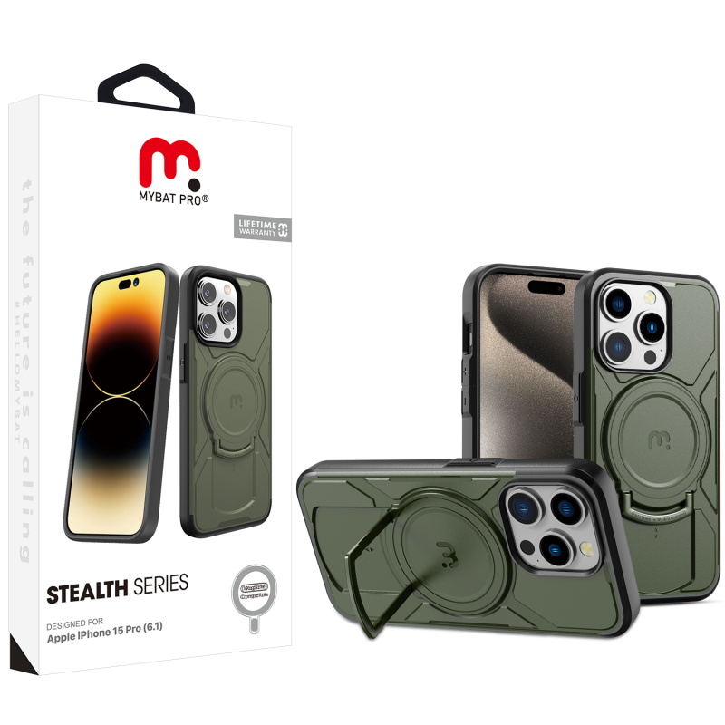 Picture of MyBat Pro Stealth Series Case for Apple iPhone 15 Pro (6.1) - Army Green / Black