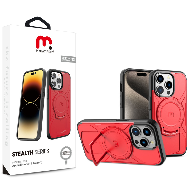 Picture of MyBat Pro Stealth Series Case for Apple iPhone 15 Pro (6.1) - Red / Black