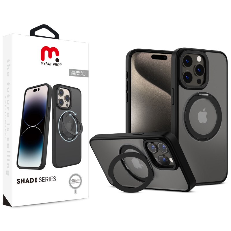 Picture of MyBat Pro Shade Series Case w/ MagSafe 360° Ring Stand for Apple iPhone 15 Pro Max (6.7) - Black
