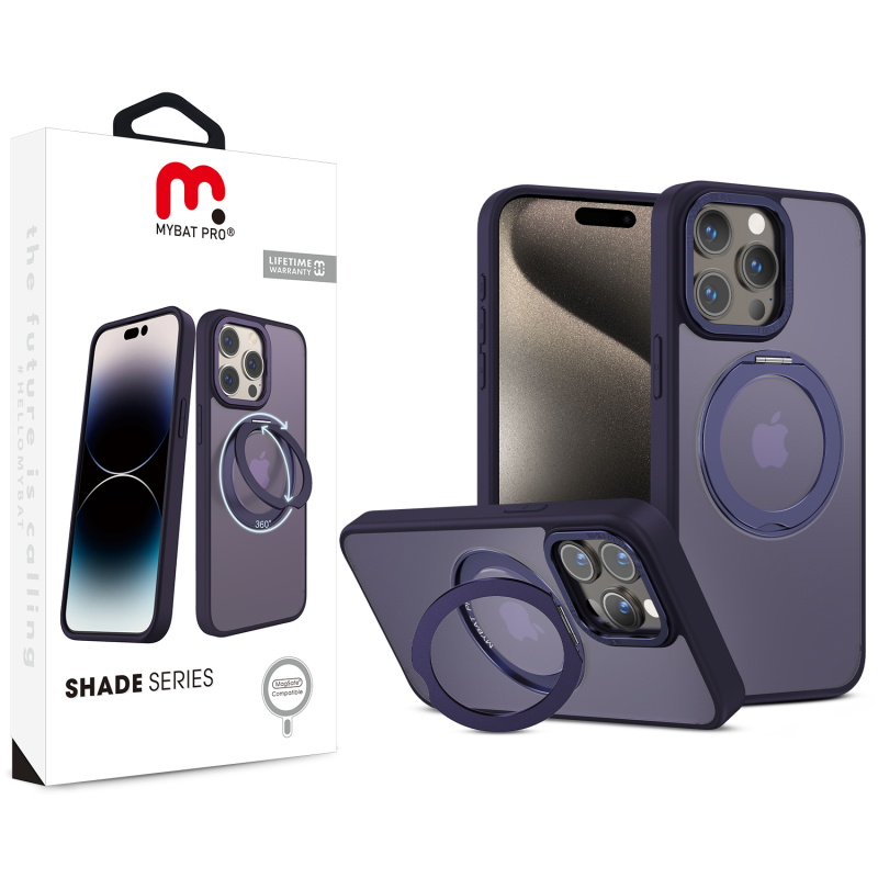 Picture of MyBat Pro Shade Series Case w/ MagSafe 360° Ring Stand for Apple iPhone 15 Pro Max (6.7) - Purple